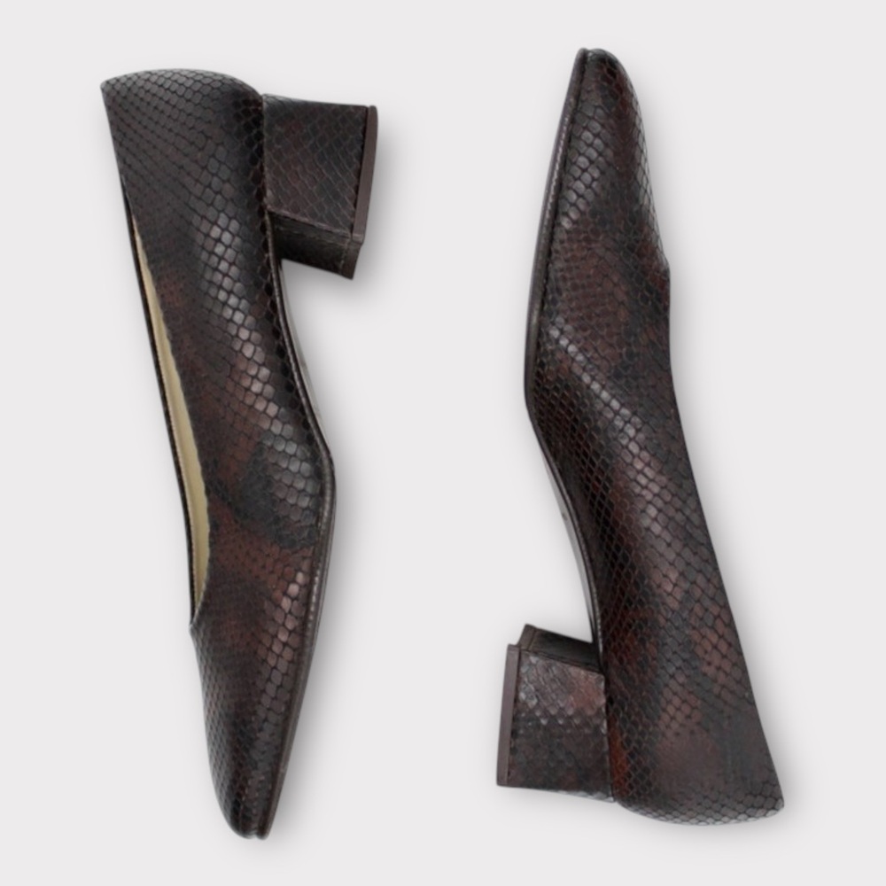 Vintage 90s Etienne Aigner Chunky Heel Snakeskin Leather Pumps US Size 7.5 - Picture 4 of 10